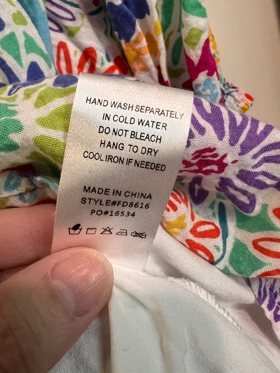 Fate Boho Floral Mini Shift Dress S - V Neck Long Sleeve Ruffled Hem Lined - Picture 5 of 6